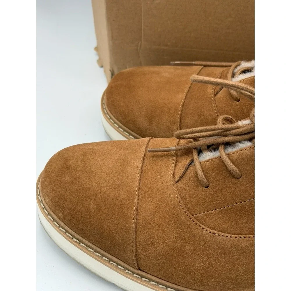UGG Johanna Spill Seam Oxford Women's Size 12 Chestnut Suede Wool Wedge 1095230